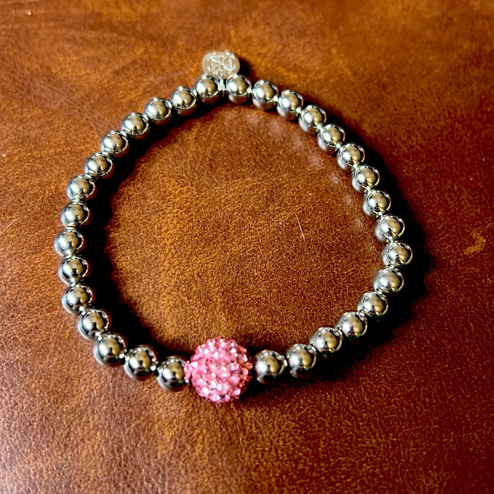 Rustic Cuff Ireland. Light pink with silver bracelet